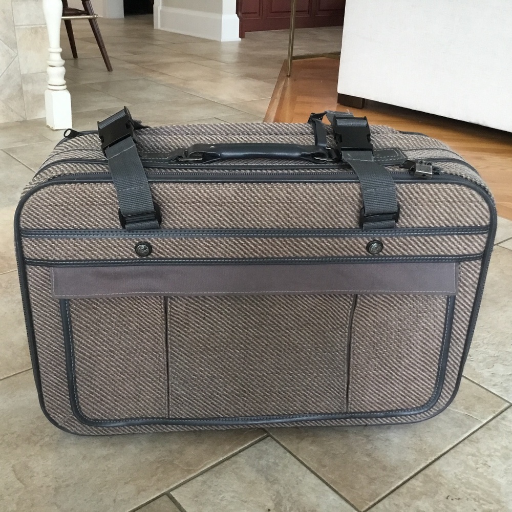 Vintage Verdi International tweed carry-on luggage